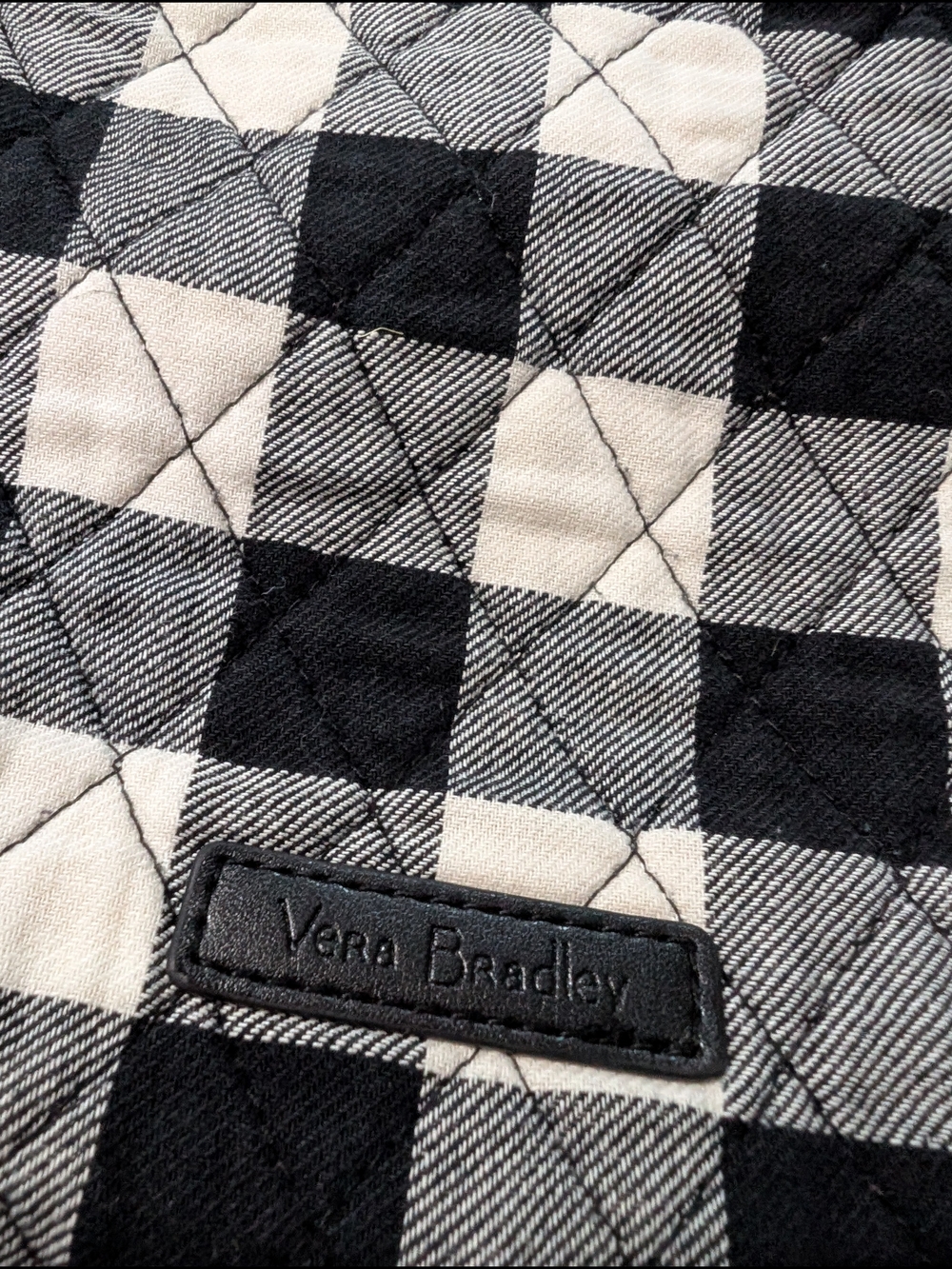 Vera Bradley Black & White Buffalo Plaid Quilted Small Tote - Picture 2 of 5